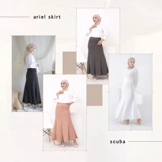 Modesee Rok Duyung Polos Scuba Panjang Wanita Muslim Ariel  Skirt M1337 Rok Wanita Premium Putih Hitam Abu Milo Rok Kantor Putih Polos Hitam Polos Rok Mermaid Polos