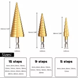 Mata bor besi step drill pagoda payung 4-12, 4-20, 4-32 mm
