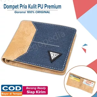 Dompet Remaja Pria Dompet Pria Distro Keren Dompet Laki2 Dompet Wallet Pria Pria Dompet Kulit Pria Original Dompet Laki Laki Kulit PU Branded Dompet Lipat Pria Dompet Cowok Murah Dompet Murah Pria Polos Warna Khaki Blue RMJA06