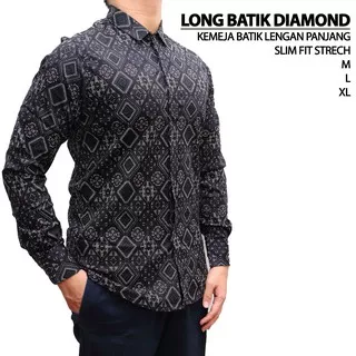 Oppa Style Shop KEMEJA BATIK DIAMOND LENGAN PANJANG SLIM FIT KANTOR BATIK SONGKET