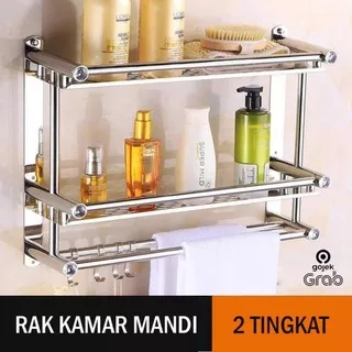 Rak Serbaguna Kamar Mandi Rak Gantung / Dinding Stainless Steel 2 DAN 3 Tingkat