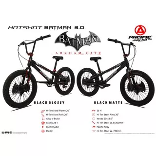 SEPEDA ANAK Laki Laki BMX HOTSHOT BATMAN BAN 3.0 TANPA ROTOR
