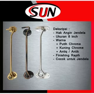 Hak Angin Cantolan Pintu jendela 8  inch 20 cm Putih Kuning Antik