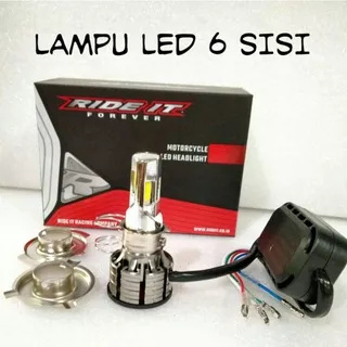 lampu LED 6 sisi strobo 35 watt AC DC ride it paling super terang bohlam depan motor putih h4 vixion rtd bebek h6 beat mio 6sisi 25 watt 35watt original ride it mata titik