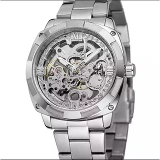 Jam Tangan Forsining Luxury Original Transparan Silver Stainless Steel