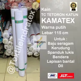 ( per setengah meter ) kain katun jepang polos putis TC KAMATEX Lebar 115 cm bahan baju seragam hijab jilbab masker MORI KAFAN