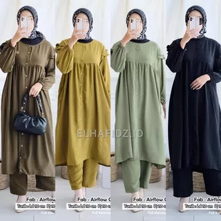 Hijab Sisters Sabrina One Set Jumbo Crinkle Motif Polos / Setelan Muslim Wanita LD 110 / Long Tunik Busui