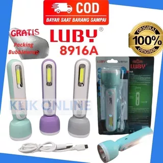 Luby Senter Cas LED 8916A 3 watt Lampu Senter LED Super Terang L-8916A 5W + 1W COB LED