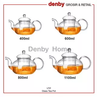 Glass Tea Pot / Teko Teh Kopi Kaca 400ml 600ml 800ml 1100ml VTP