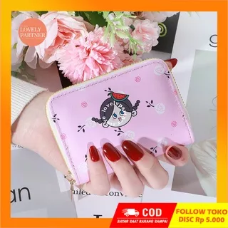 W21 Dompet Mini Wanita Lucu Cute Girl Murah Kantong Koin Kartu Uang Foto Cewek Women Wallet Kecil Woman Perempuan Kulit PU Leather Binatang Putih Hitam Panjang Miniso Korea Pria Cowok Laki Laki Lipat Import Premium Tas Jepang Import Hadiah Cantik Cewe