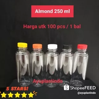 Botol plastik Almond 250 ml/ harga untuk 1 pack isi 100 pcs