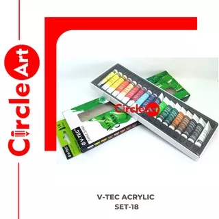 V-Tec Acrylic Colours Set 18 6ml / Cat Akrilik / V-tec Akrilik Set / Paket Cat Akrilik