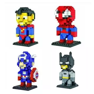 Mainan Barang Unik Lego Nano LDL Diamond Blocks Super Hero Batman Superman Spiderman Captain US Loz
