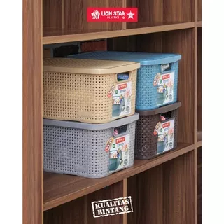 Lion Star CA-12 Revo Storage Box 7 Litre Kotak Box Penyimpanan Aman Motif Model Rotan Rattan Plastik