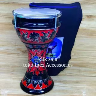 Tumbuk Pinggang 8 inc Marawis Batik Hitam Corak Merah + Biru Rolling