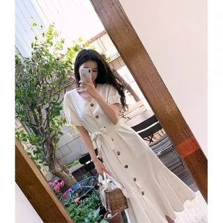 005 White Long Dress Korean Style / Dress Import Korea