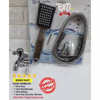 Kran Shower Cabang Engkol Hand Shower Kotak Minimalis Paket Hemat