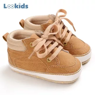 Sepatu Prewalker Bayi Laki Laki Perempuan Umur 0 - 12 Bulan Sepatu Prewalker Bayi Sepatu Sneakers Anak Bayi Laki Laki Perempuan Sepatu Boot Anak Bayi Laki Laki Perempuan Murah Baby Prewaker Shoes Umur 0 - 14 Bulan, umur 1 Tahun Lookids Tan LK04