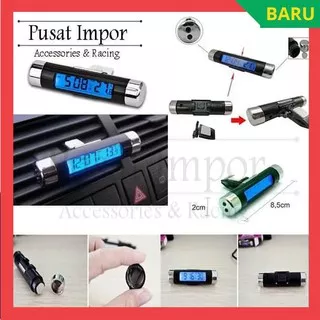 JAM DIGITAL DASHBOARD MOBIL TERMOMETER SUHU JAM MOBIL MINI 2IN1