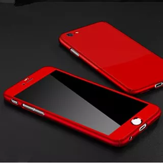 Casing iPhone 6 6s Plus 5 5s Full Coverage Case Matte Hard Protective Cover with Tempered Glass