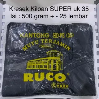 Kantong plastik Kresek hitam hdpe 35 kiloan tebal murah kuat ruco 500 gram