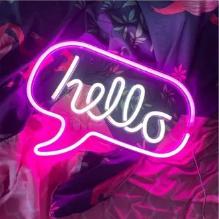 Lampu Neon Led Lampu Neon Flex Lampu Hias Neon Sign Kamar Aesthetic Bentuk Hello Untuk Dekorasi