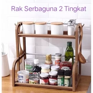 PROMO SALE Rak Bumbu Dapur Plastik 2 Susun Tempat Alat-Alat Dapur MULTIFUNGSI