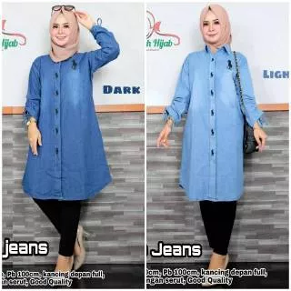 PALOMA BAJU ATASAN TUNIK KEMEJA DENIM JEANS WASH LOGO BORDIR POLO TOP