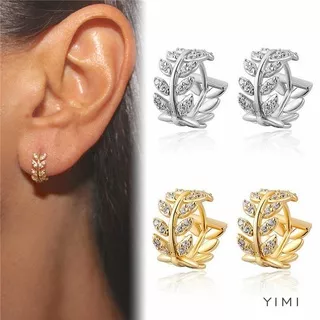 Fashion Diamond Willow Leaf Earrings Kepribadian Sederhana Anting-Anting Aksesoris Wanita Fashion Perhiasan Hadiah?Yimi?