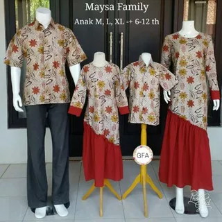 Couple Batik Keluarga Fullset Mama Papa & 2 Anak/Couple Keluarga Gamis Asmiranda katun mix Balotelli