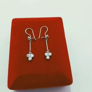 ANTING PANJANG PERAK 925 LAPIS EMAS PUTIH / PERHIASAN SILVER WANITA / PERAK ASLI /IMPORT / AT683