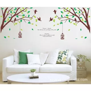 (TXXL) RELIZA WALL STICKER SANGKAR BURUNG RANTING HIJAU BIRD CAGE AY205 STIKER DINDING