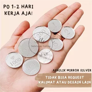 Replika Uang Koin Kuno 22 rupiah bahan mahar akrilik silver/perak dummy replika Uang kuno mahar nikah 1 rupiah 2 rupiah 5 rupiah 10 rupiah 25 rupiah 50 rupiah 100 rupiah 500 rupiah 1000 rupiah Uang Koin Indonesia