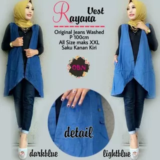 kansas outer rompi jeans wanita rayana vest