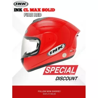 INK CLMAX SOLID FIRE RED INK HELM CL MAX POLOS SINGEL VISOR FULL FACE