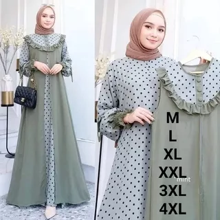 (BIG SALE) Kimiko Set Dress Gamis Terbaru Wanita 2021 Gamis Bahan Ceruty Babydoll Size Jumbo Tersedia Juga Ukuran Anak 8-12thn