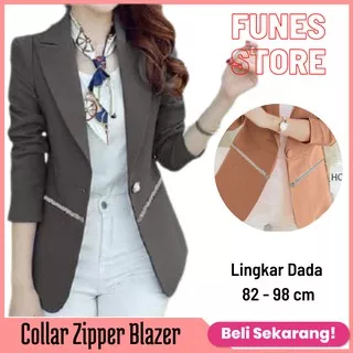 Blazer Kerja Wanita Kantor Collar Zipper Blazer Outer Blazer Basic Scuba PROMO HARGA MURAH Jas Wanita Bahan Awet Tebal M9N9 Blazer Wanita Kancing Blazer Basic Atasan Kerja Wanita Jas Kerja Bahan Wedges Jas Kantor Formal Kerah Jas Kantor W