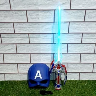 Mainan Set Pedang LED & Topeng captain amerika Cosplay avengers Anak Edukatif