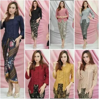 Baru! Set Kebaya Brukat Kutubaru/Kebaya Modern/Kebaya kutubaru/Kebaya Brokat/Kebaya Wisuda/Kebaya