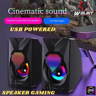 [WOLBIT] Speaker Gaming USB Mini Portable RGB Super Bass untuk Komputer PC Laptop