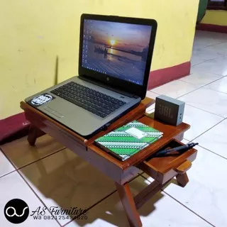 Meja Laptop lipat kayu jati uk 50x30x20 cm