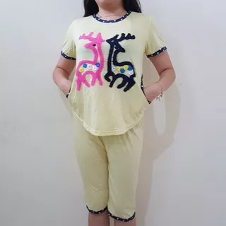 Baju Tidur Wanita Pendek Yameishujiaozimei Warna Kuning Size XL