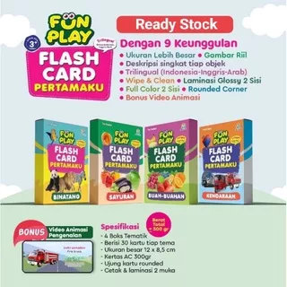 Fun Play Flash Cards Pertamaku Flash Card 3 Bahasa Indonesia Inggris Arab