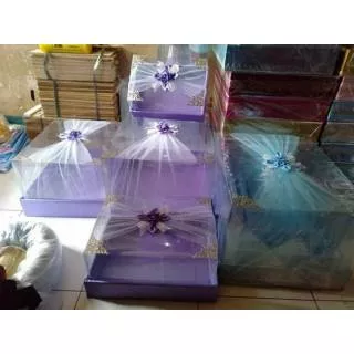 Kotak hantaran mika kelambu isi 4 ungu