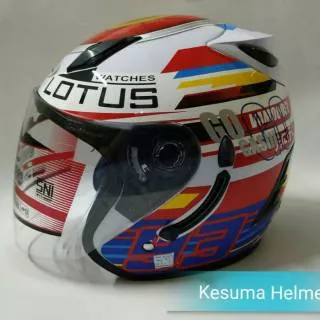 Helm ARL Centro Double Visor Lotus Marquez 93 Putih Slot Anti Maling.