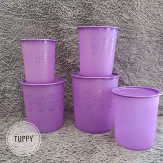 Promo!! Mosaic Canister Set (5) Purple Plus Free Toples  Baru Tuppy