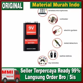 Baterai Kotak 9V 1000Mah Charge Isi Ulang Batre Rechargeable