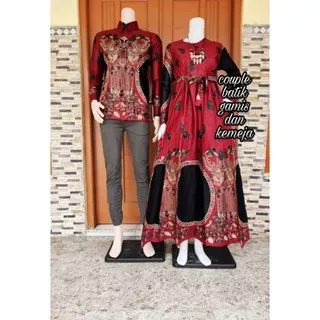 Gamis batik couple baju couple lamaran model baju batik couple kombinasi terbaru model baju couple
