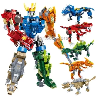 Lego Transformers Building Blocks Transformation Series 5 In 1 MiniFigures Bricks Jurassic World Set Dinosaur Toys for Children