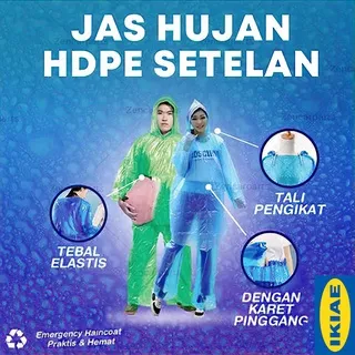 Jas Hujan HDPE Plastik Model Setelan Baju dan Celana Jas Hujan Celana